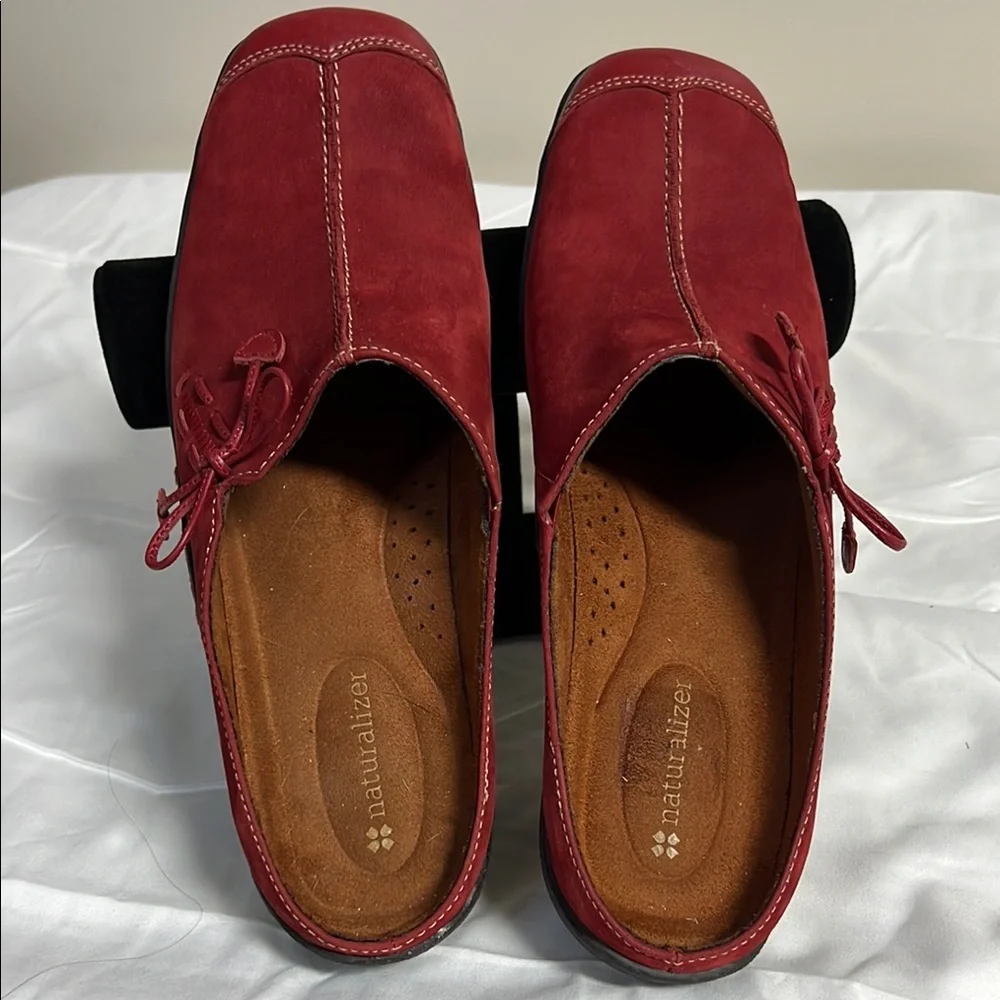 Naturalizer Red Suede Loafers with Square Toe - Picture 1 of 6